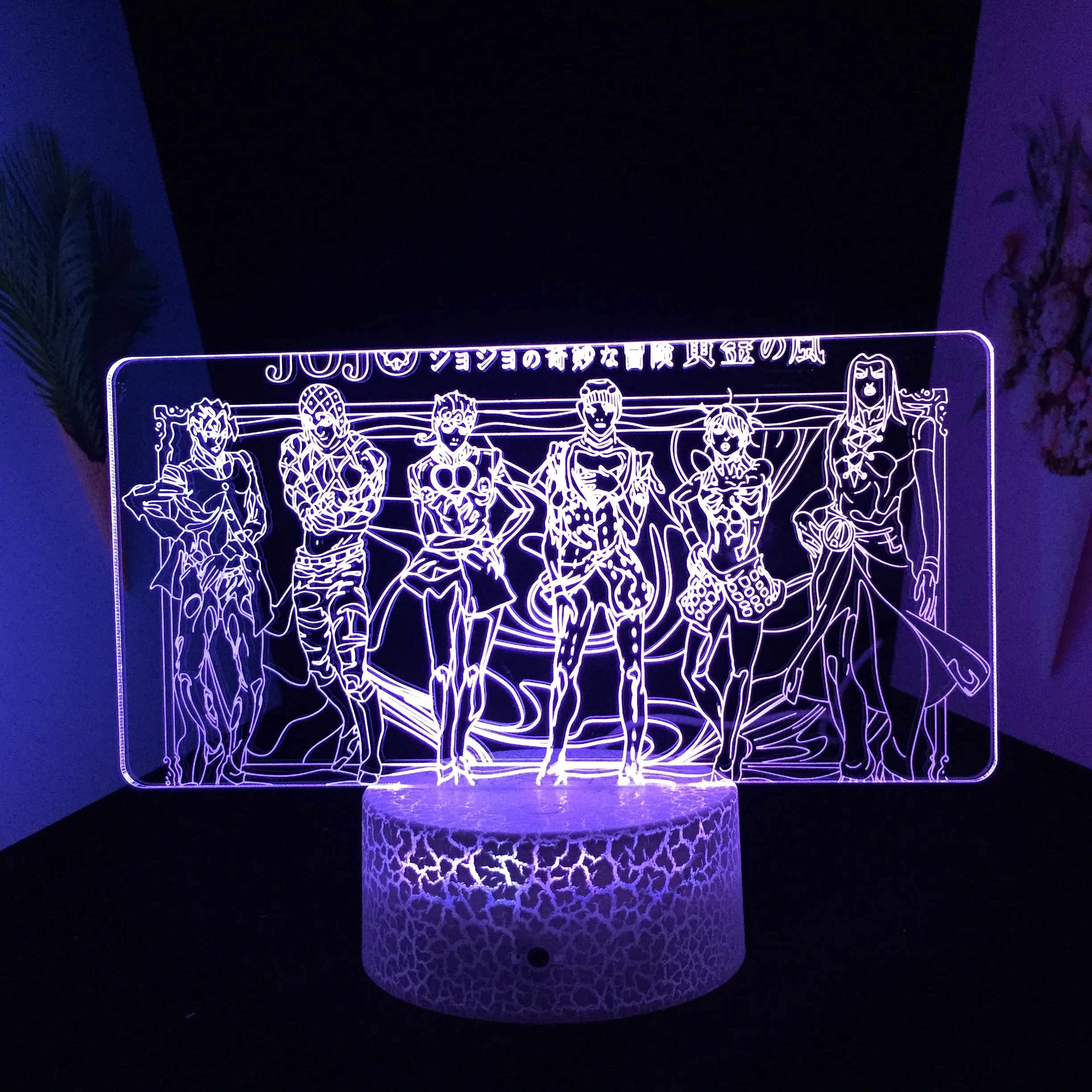 LED Lights JoJo Bizarre Figure Bedroom Decor Anime Birthday Night Table 3D Lamp